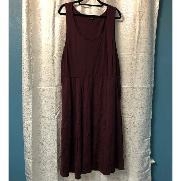 torrid | Dresses | Adorable Torrid Burgundy Midi Dress With Pockets Size 4  Nwot | Poshmark